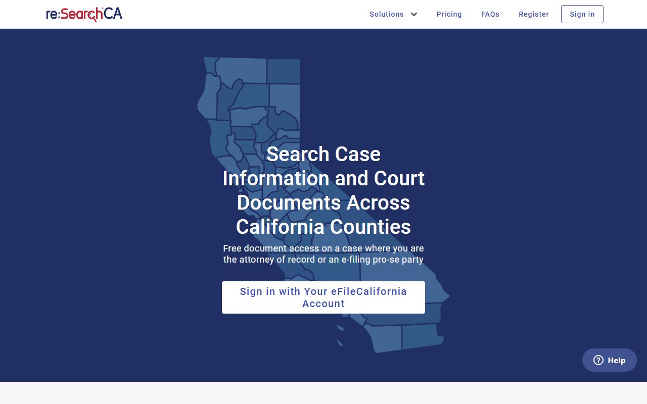 re:SearchCA Tyler court records portal for participating California counties